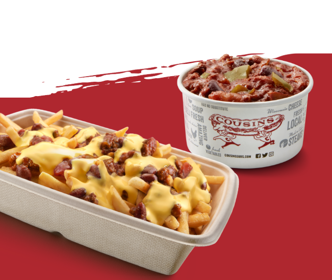 Chili cheese fries and bowl of chili